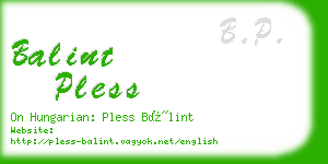balint pless business card